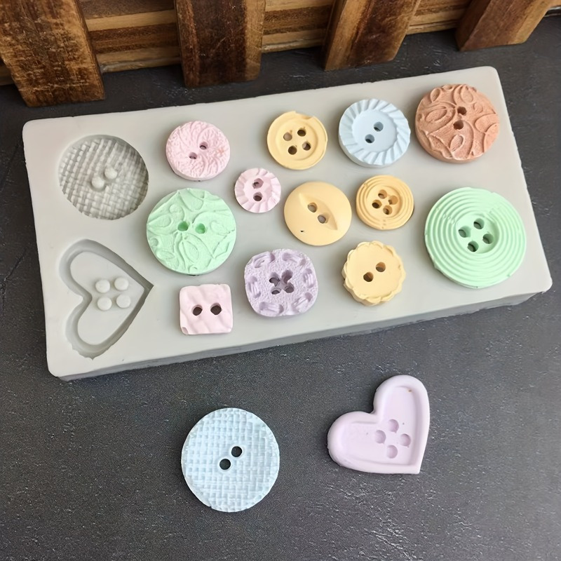 Soap Making Equipment - 버튼 모양 실리콘 몰드 비누 및