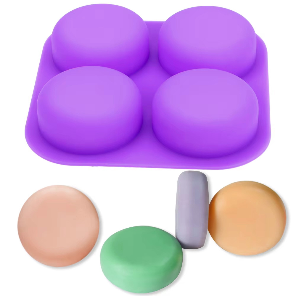 Soap Making Activity - 1-2개입 4구 재사용 가능한 원형 실리콘