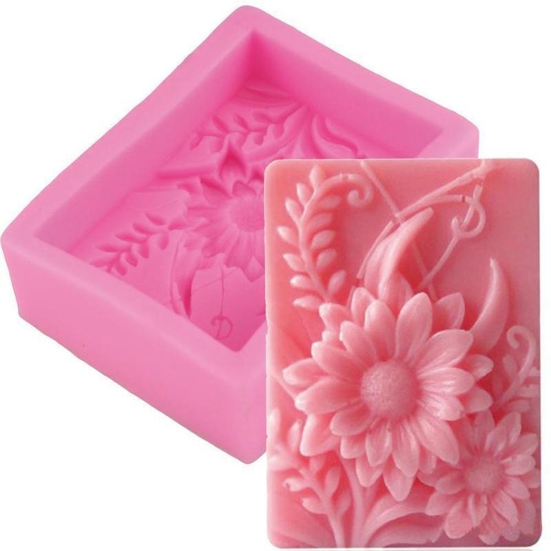 Soap Making Kit For Beginners - 1pc 3D 사각형 장미 꽃 실리콘