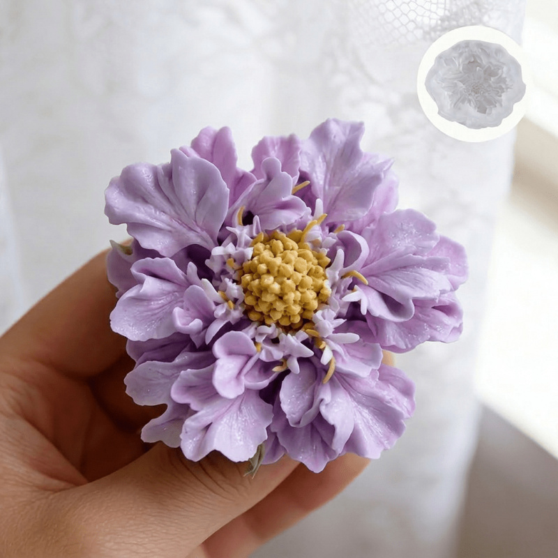Soap Making Handmade - 1개의 몽환적인 파란색 화분 꽃 실리콘