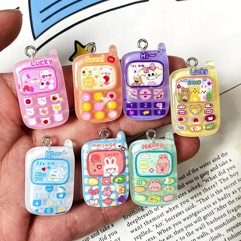 10pcs 무작위 믹스 카와이 만화 전화 및 토끼 수지 - Soap Making Handmade 리뷰 및 가격