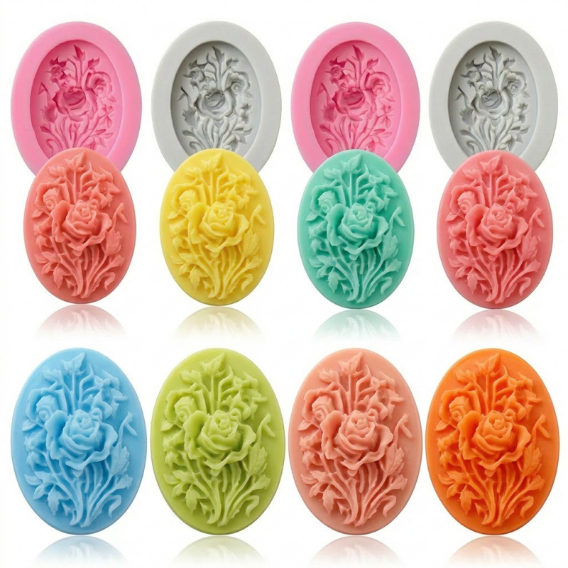 4개의 꽃 모양 실리콘 몰드, 쉽게 탈형이 가능하고 재 - Soap Making Equipment 리뷰 및 가격