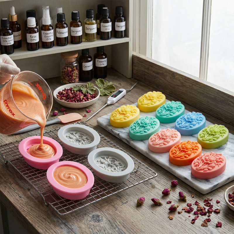 4개의 꽃 모양 실리콘 몰드, 쉽게 탈형이 가능하고 재 - Soap Making Equipment 리뷰 및 가격